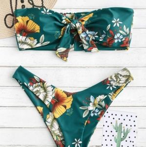 Zaful - Bandeau Floral Bikini